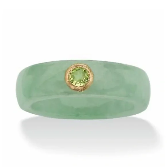 PURE GREEN JADE PERIDOT RING - Picture 1 of 6